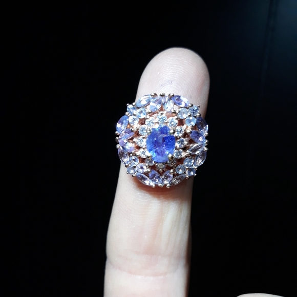 Natural Tanzanite Cluster Ring N10 - Picture 3 of 3